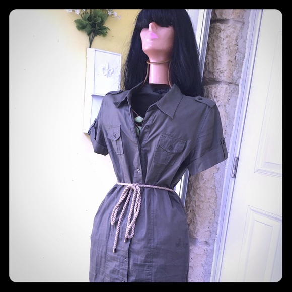 Jessica Simpson Dresses & Skirts - Jessica Simpson button down army color dress.